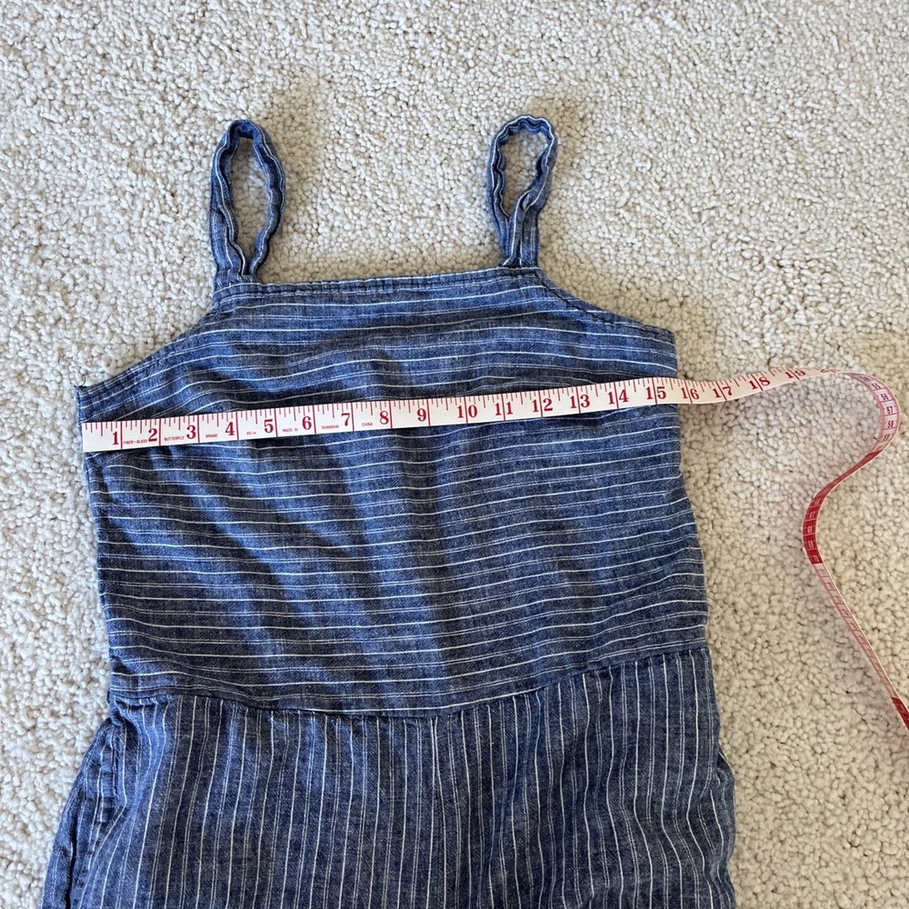 Beach Lunch Lounge Striped Linen Cotton‎ Blend Jumpsuit Size S Wide Leg Pockets - Picture 7 of 8